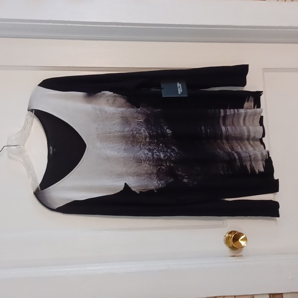 Vera Wang tunic top women's size large black and gray - Picture 1 of 7